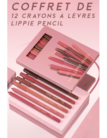 Coffret de 12 crayons à lèvres Lippie Pencil - Longue durée -123 Cosmé
