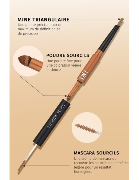 Kit Sourcils 3 en 1 - Un crayon, une poudre, un mascara - 123 Cosmé