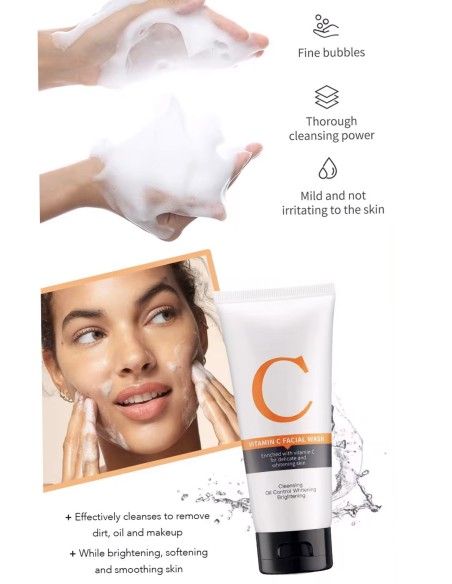 Nettoyant Visage à la Vitamine C - Peau Éclatante et Hydratée