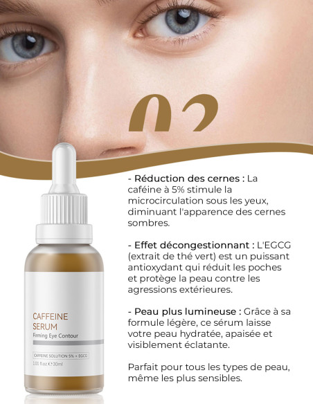 Sérum Caféine 5% + EGCG - Anti-cernes et poches efficace