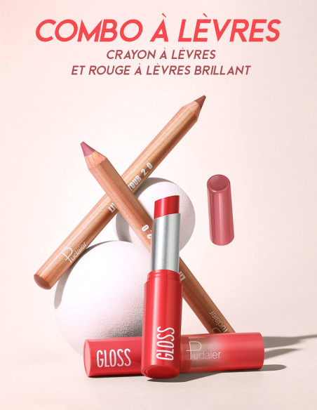 Kit à Lèvres Édition Limitée : Rouge à Lèvres Gloss + Crayon