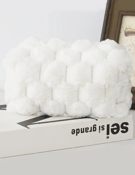 Trousse de Maquillage en Fausse Fourrure – Rose, Blanche et Verte