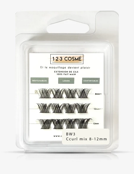 Extensions de cils 8 - 10 - 12 mm - faux cils cat eyes - 123 Cosmé