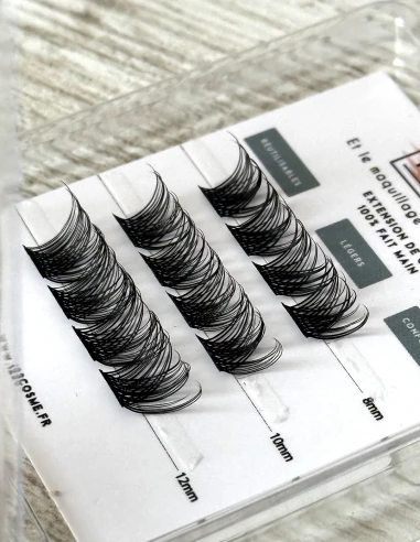 Extensions de cils E D curl8 - 10 - 12 mm - faux cils cat eyes - 123 Cosmé
