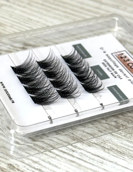 Extensions de cils E C curl 8 - 10 - 12 mm - faux cils cat eyes - 123 Cosmé