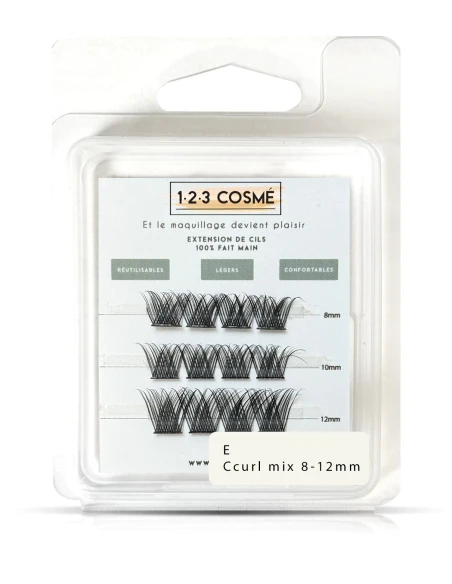 Extensions de cils E C curl 8 - 10 - 12 mm - faux cils cat eyes - 123 Cosmé