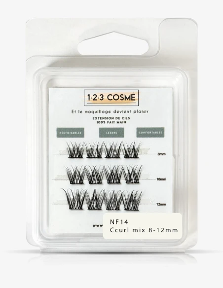 Extensions de cils NF14 C curl 8 - 10 - 12 mm - faux cils cat eyes