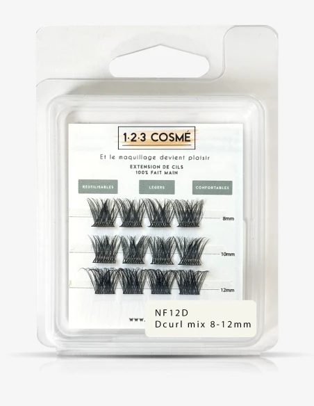 Extensions de cils NF12D C curl curl 8 - 10 - 12 mm - faux cils cat eyes