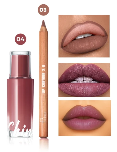 Combo à lèvres Kiss & Glow – Crayon marron rosé & Rouge à lèvres