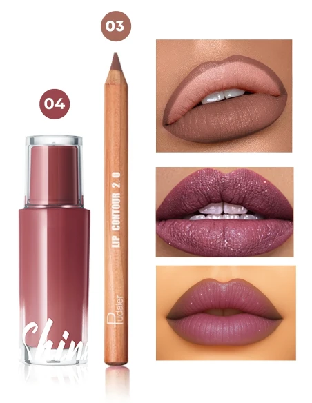 Combo à lèvres Kiss & Glow – Crayon marron rosé & Rouge à lèvres