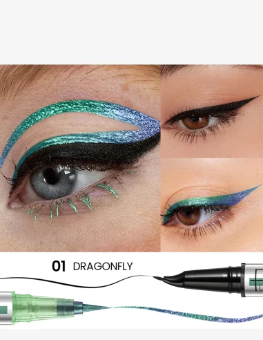 Eyeliner 2 en 1 multichrome waterproof 24H | Feutre noir + Multichrome