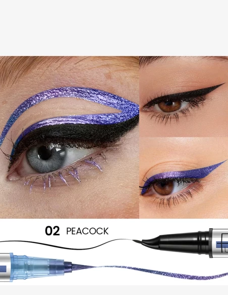 Eyeliner 2 en 1 multichrome waterproof 24H | Feutre noir + Multichrome