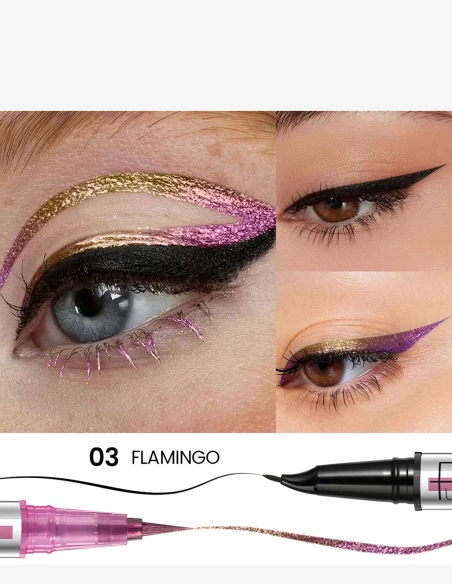 Eyeliner 2 en 1 multichrome waterproof 24H | Feutre noir + Multichrome