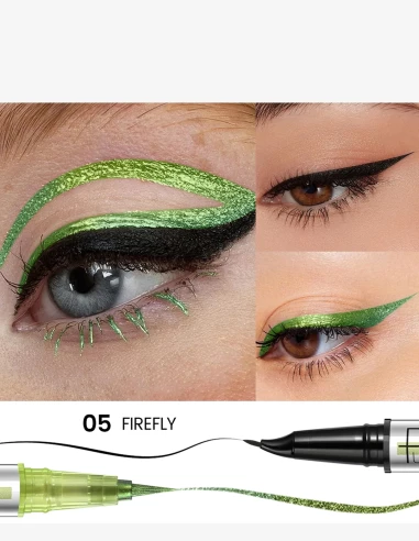 Eyeliner 2 en 1 multichrome waterproof 24H | Feutre noir + Multichrome