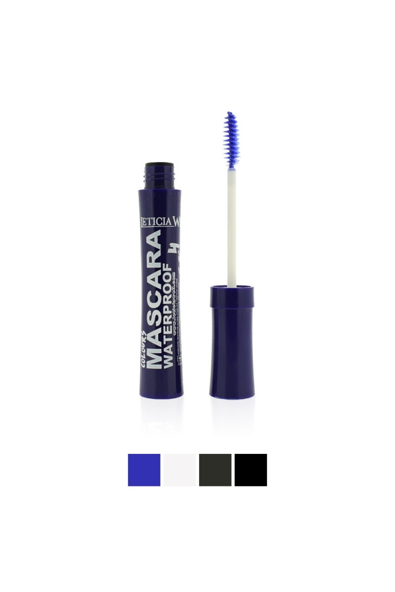Mascara couleur, disponible en 4 couleurs : bleu, noir, marron et transparent