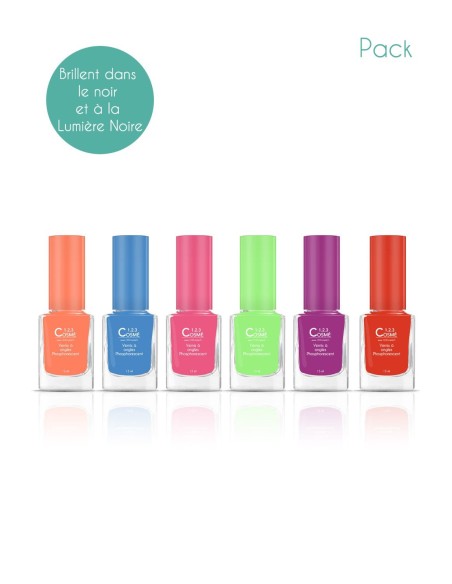 Lot 6 Vernis Phosphorescent Fluorescent|Brille dans le noir|123 Cosmé