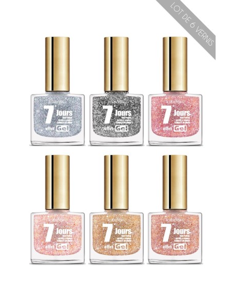 lot de 6 vernis effet gel paillettes