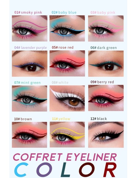 Coffret 12 Eye-liner Couleur